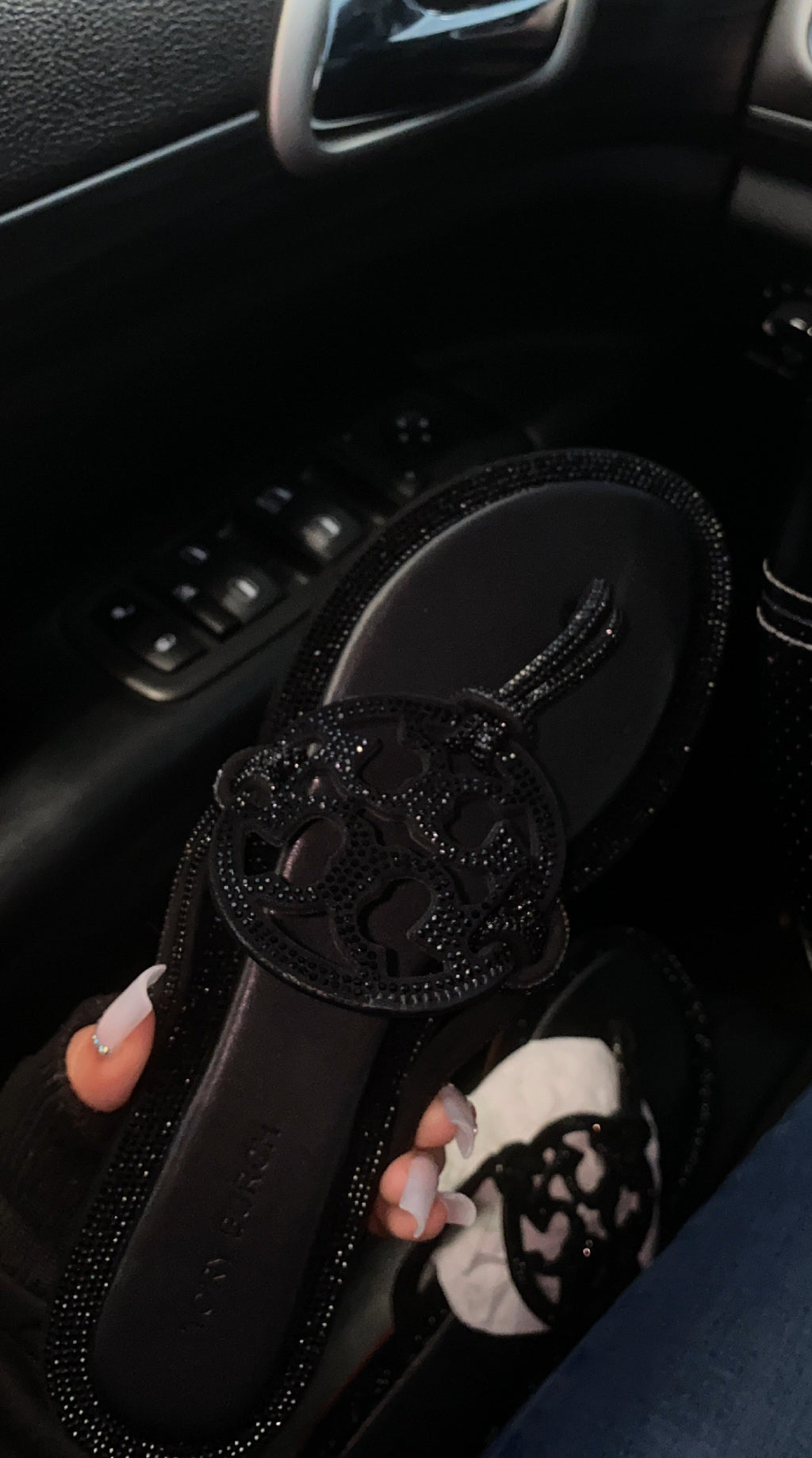 Black Glitter Sandals
