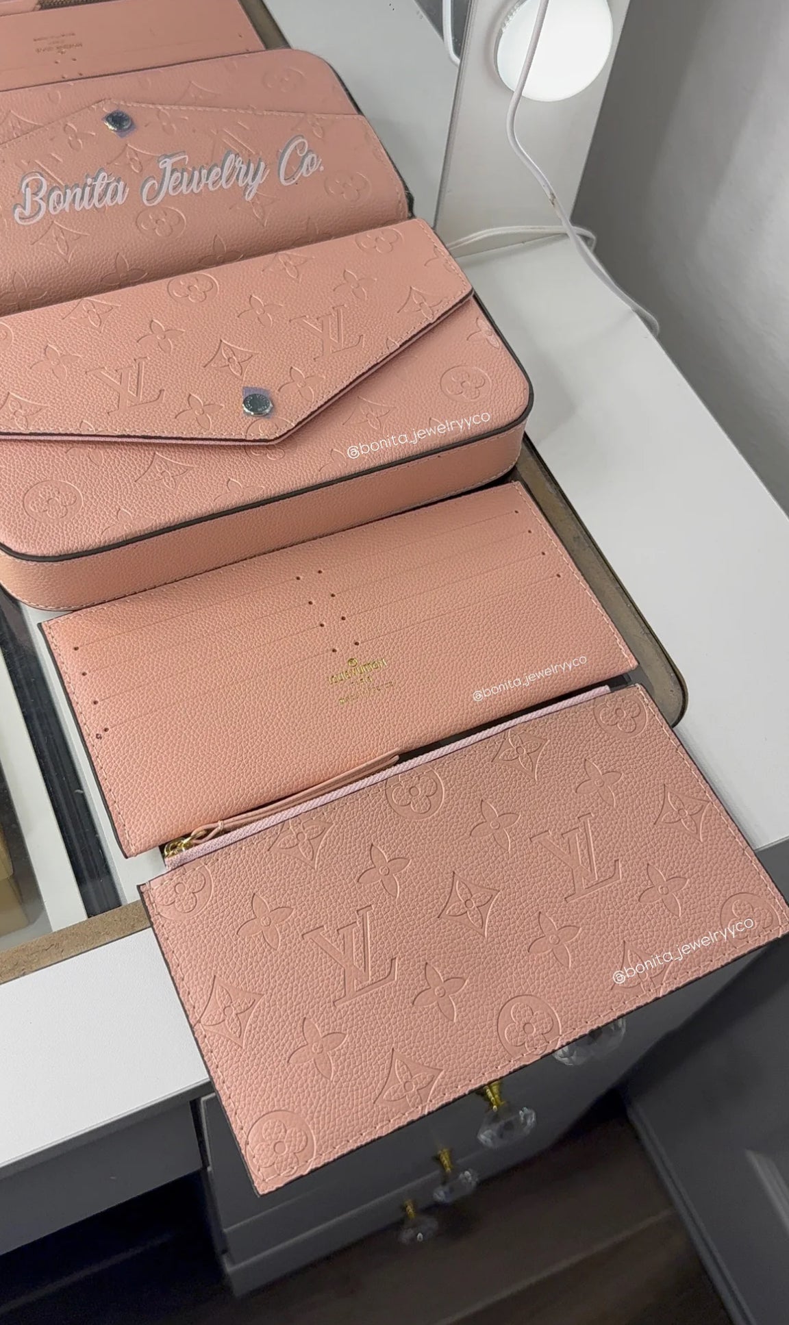 Pink 3pc hand bag