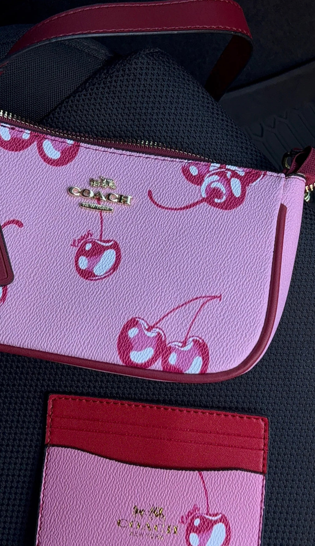 Cherry bag & card holder duo
