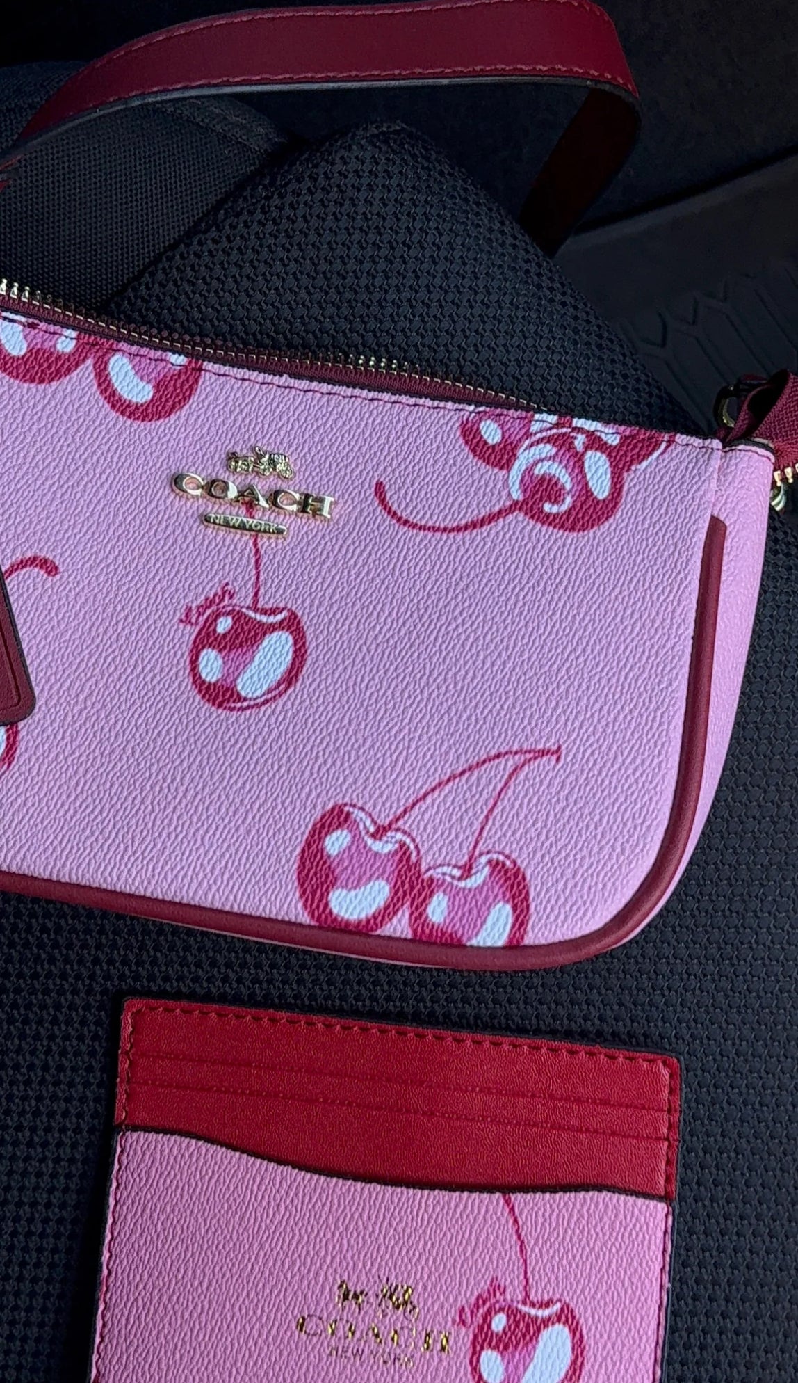 Cherry bag & card holder duo