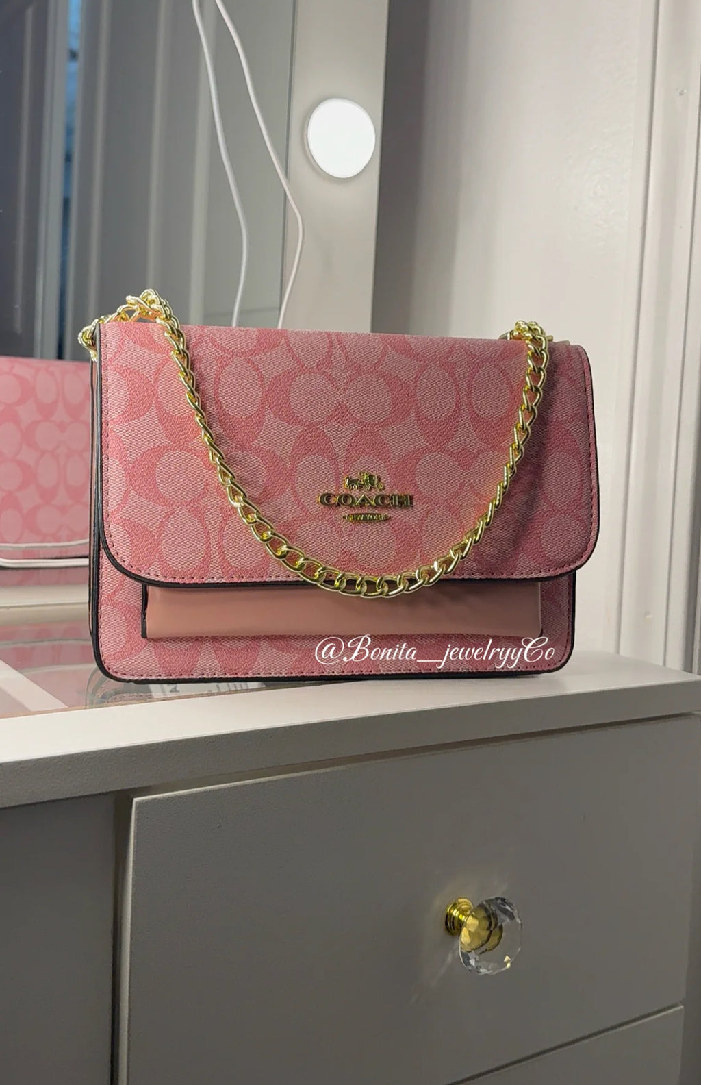 Pink cross body purse