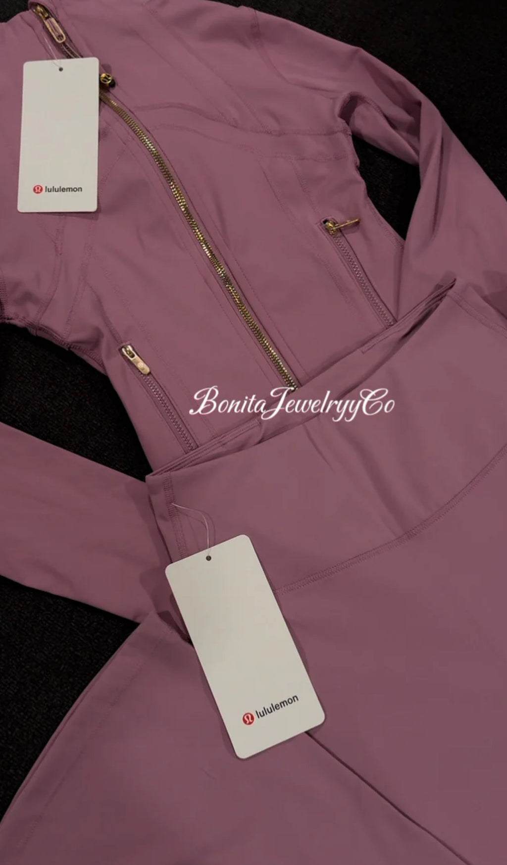 Purple pink Lulu jacket with flared leggings set ( cropped jacket )