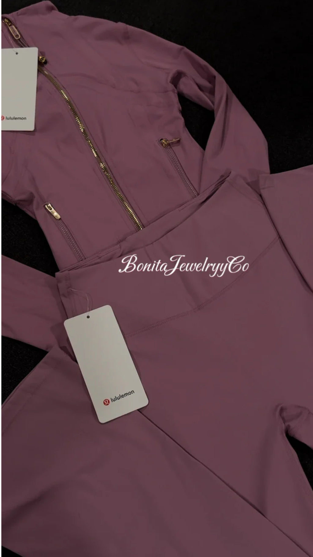 Purple pink Lulu jacket with flared leggings set ( cropped jacket )