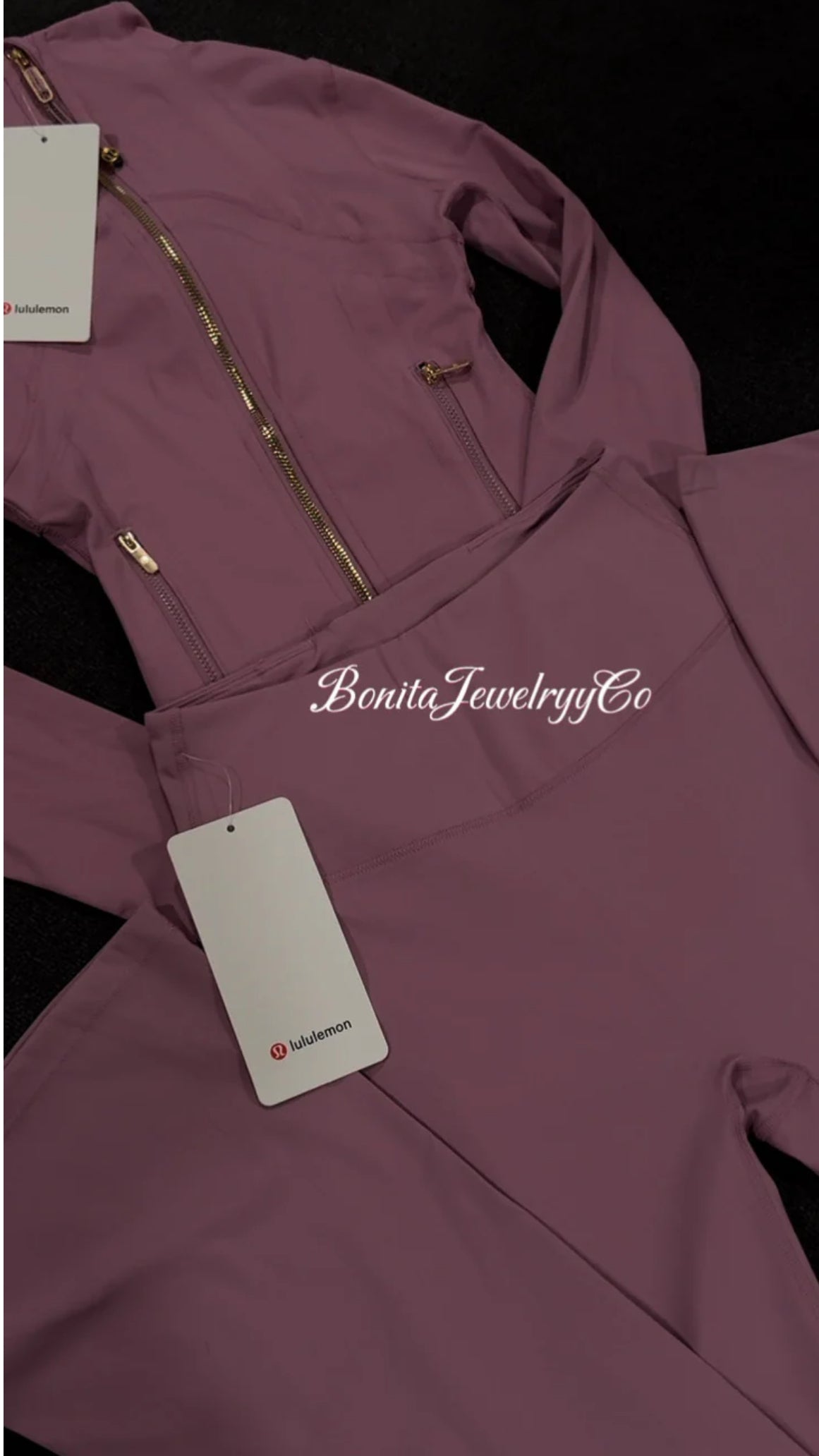 Purple pink Lulu jacket with flared leggings set ( cropped jacket )