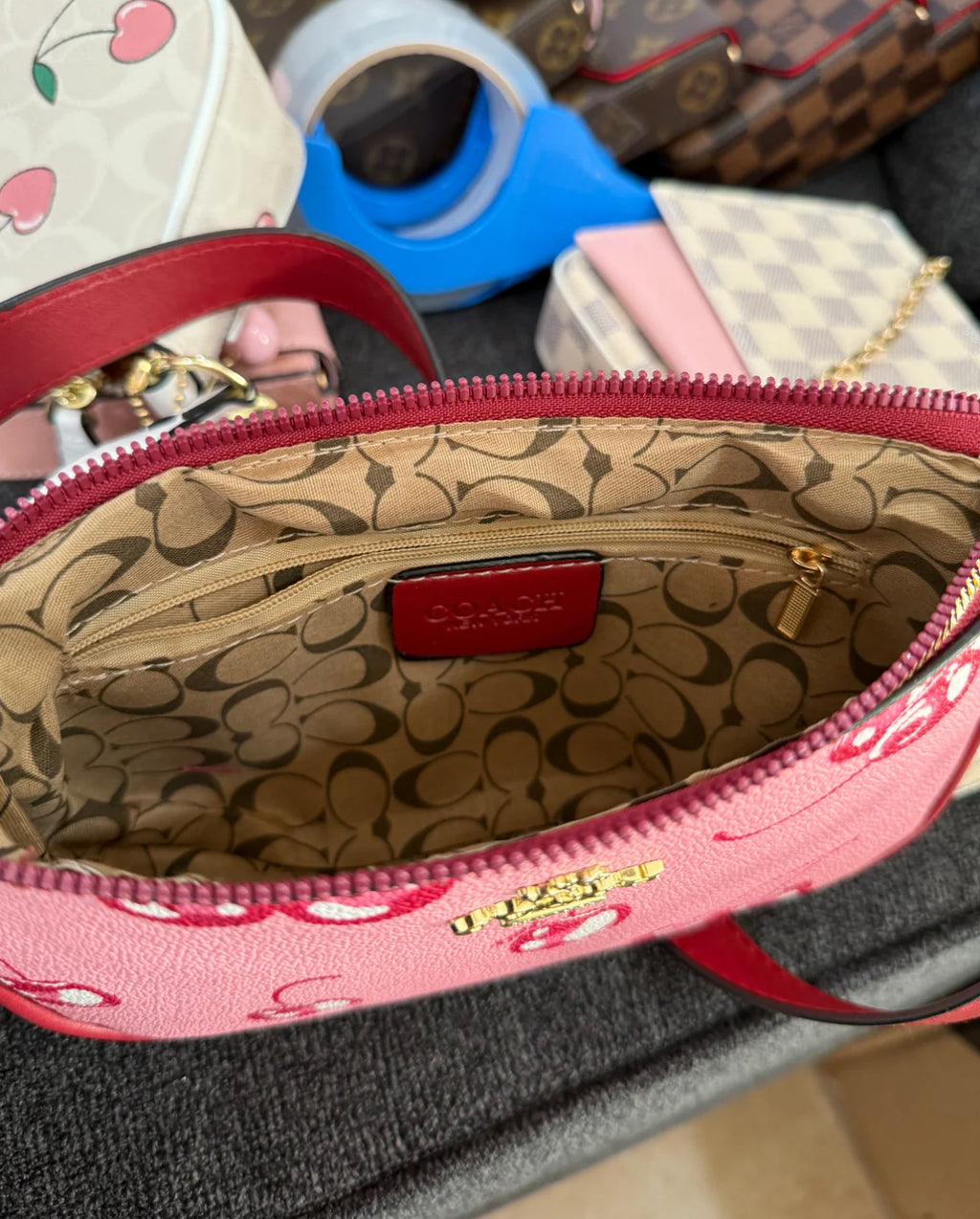 Cherry bag & card holder duo