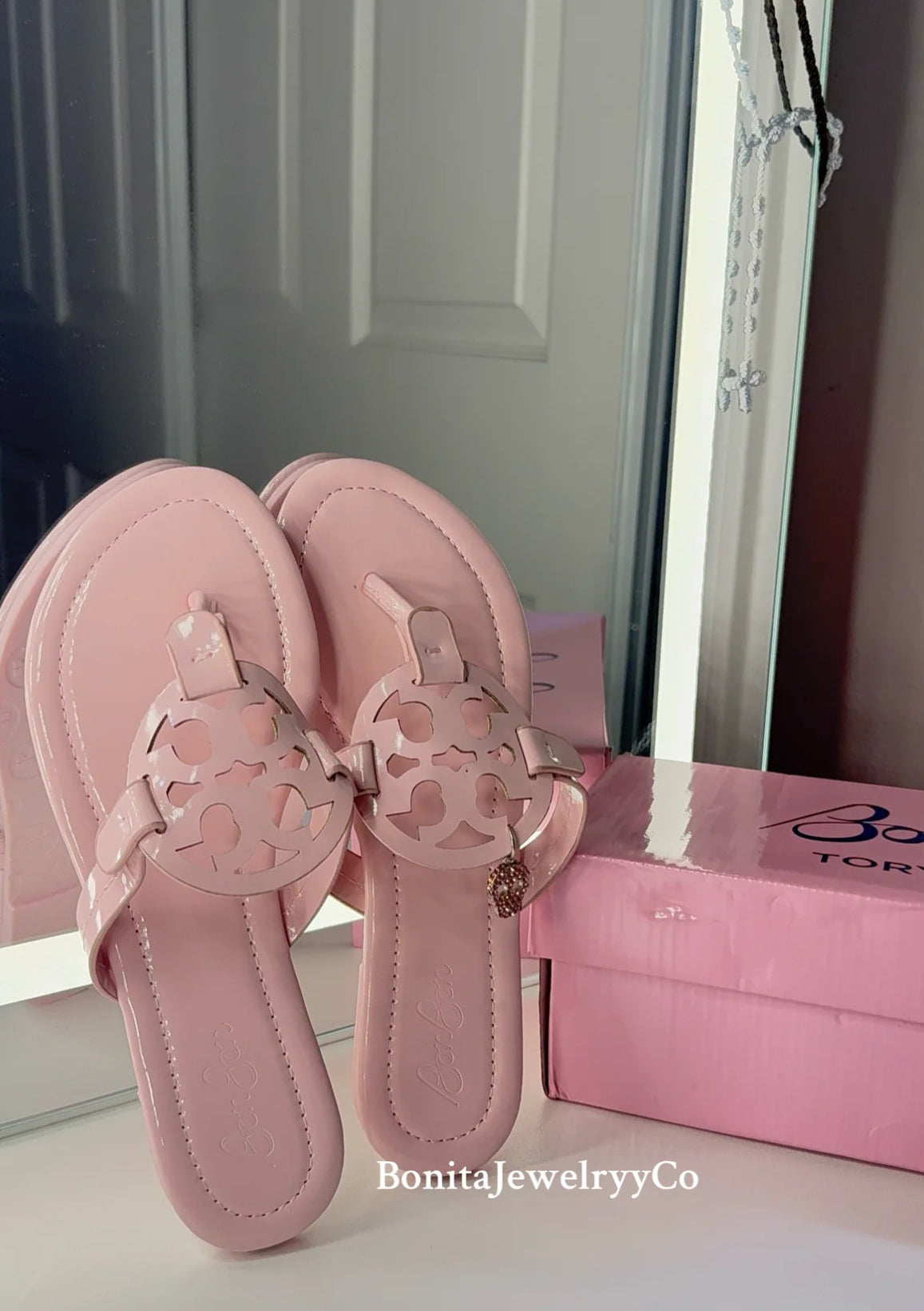 Baby Pink Bon Bon Tory Sandals