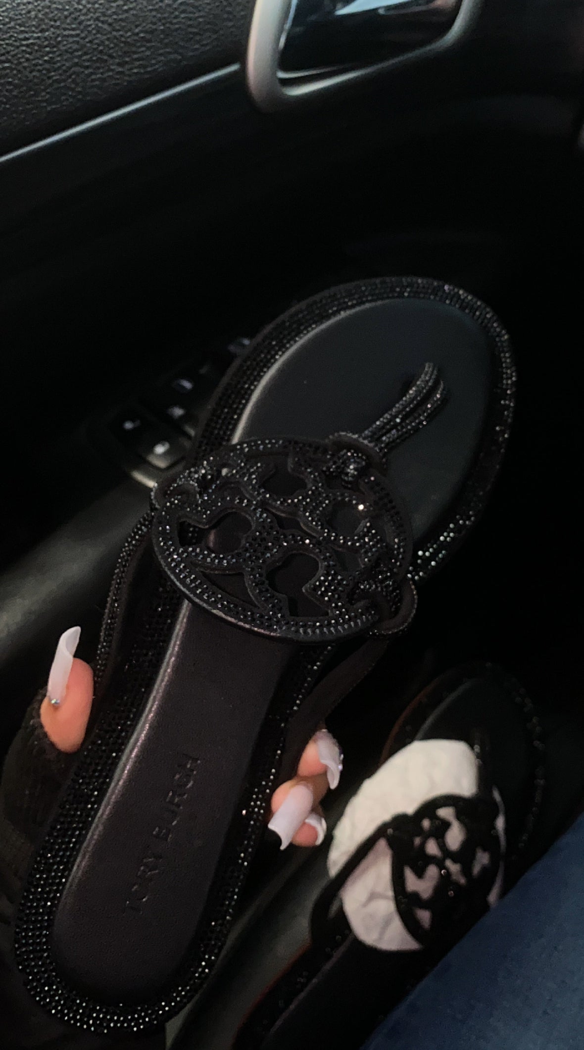 Black Glitter Sandals