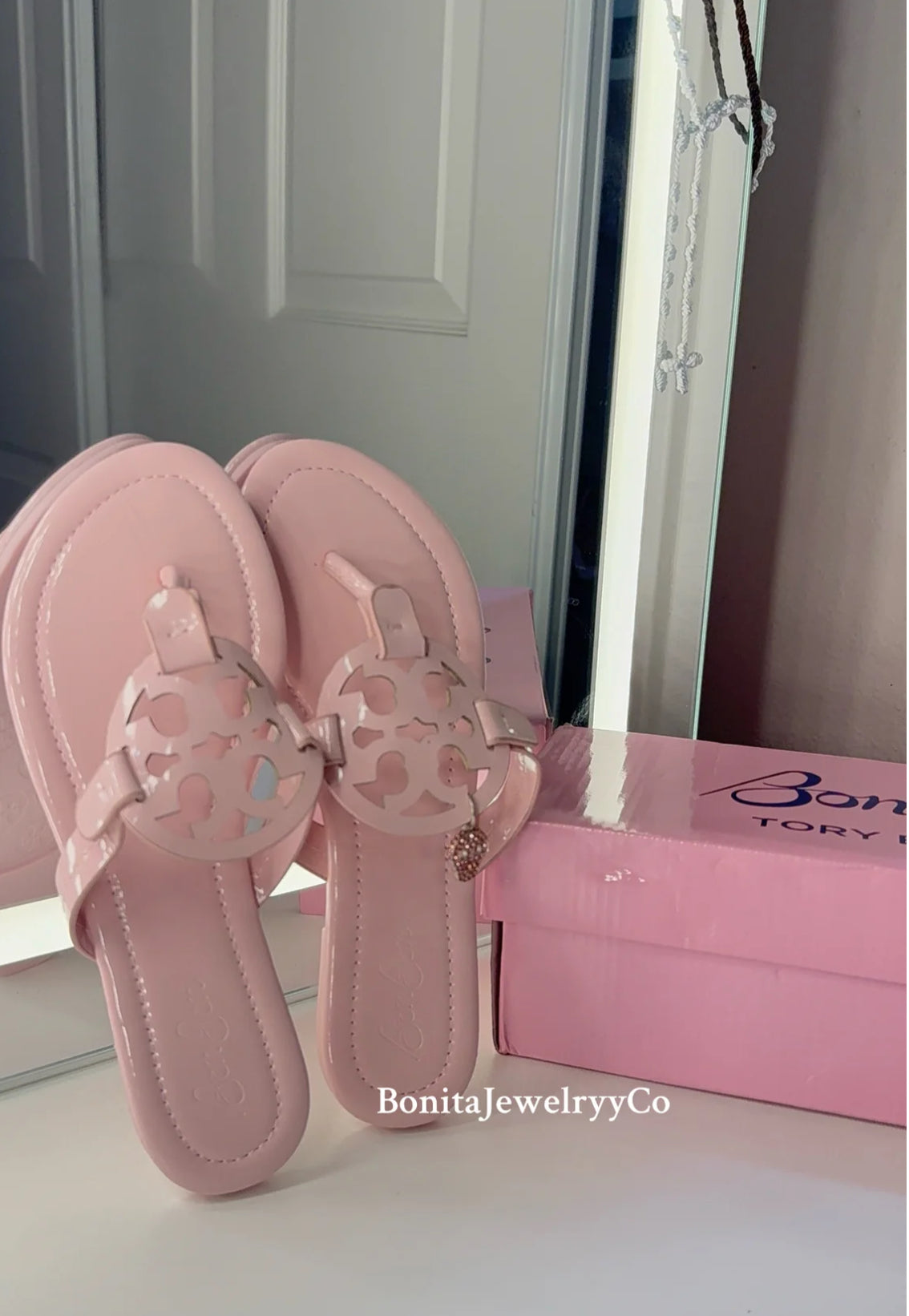 Baby Pink Bon Bon Tory Sandals