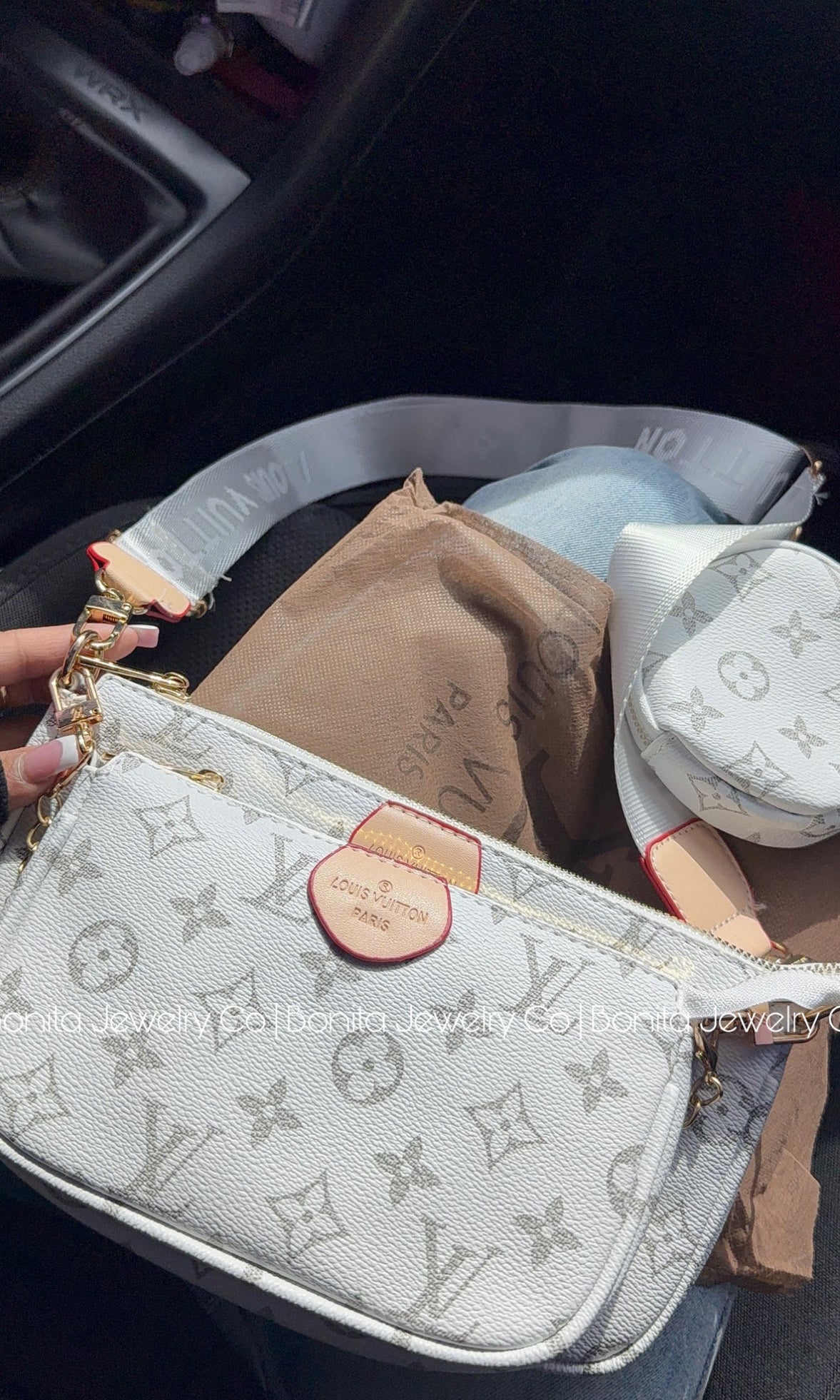 3pc cross body bag / white