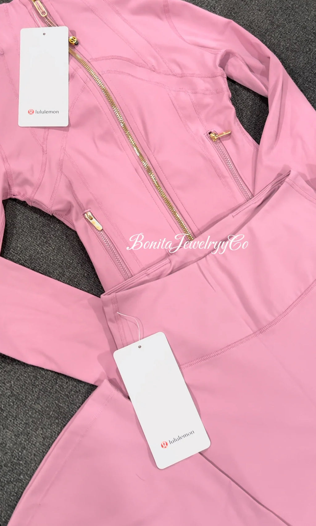 Purple pink Lulu jacket with flared leggings set ( cropped jacket )