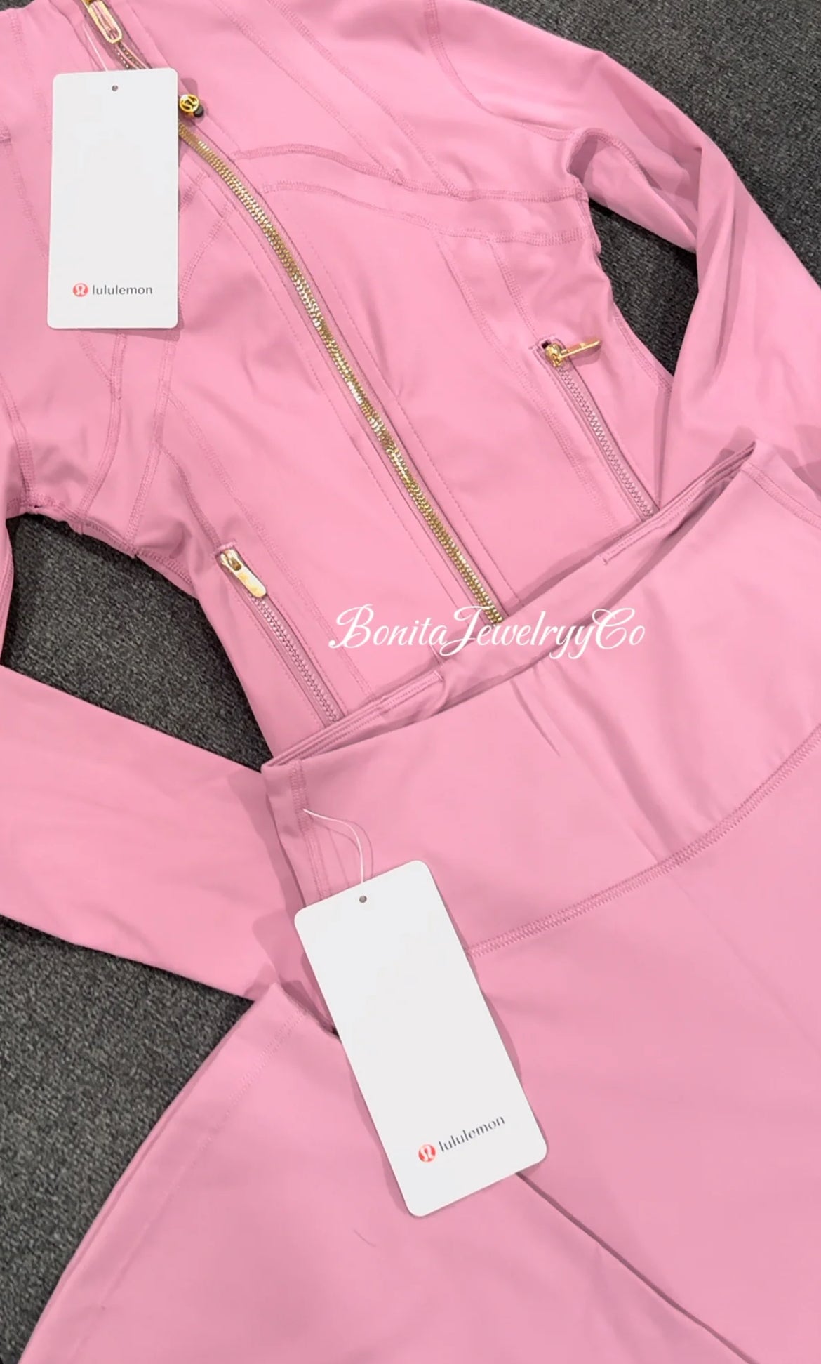 Purple pink Lulu jacket with flared leggings set ( cropped jacket )