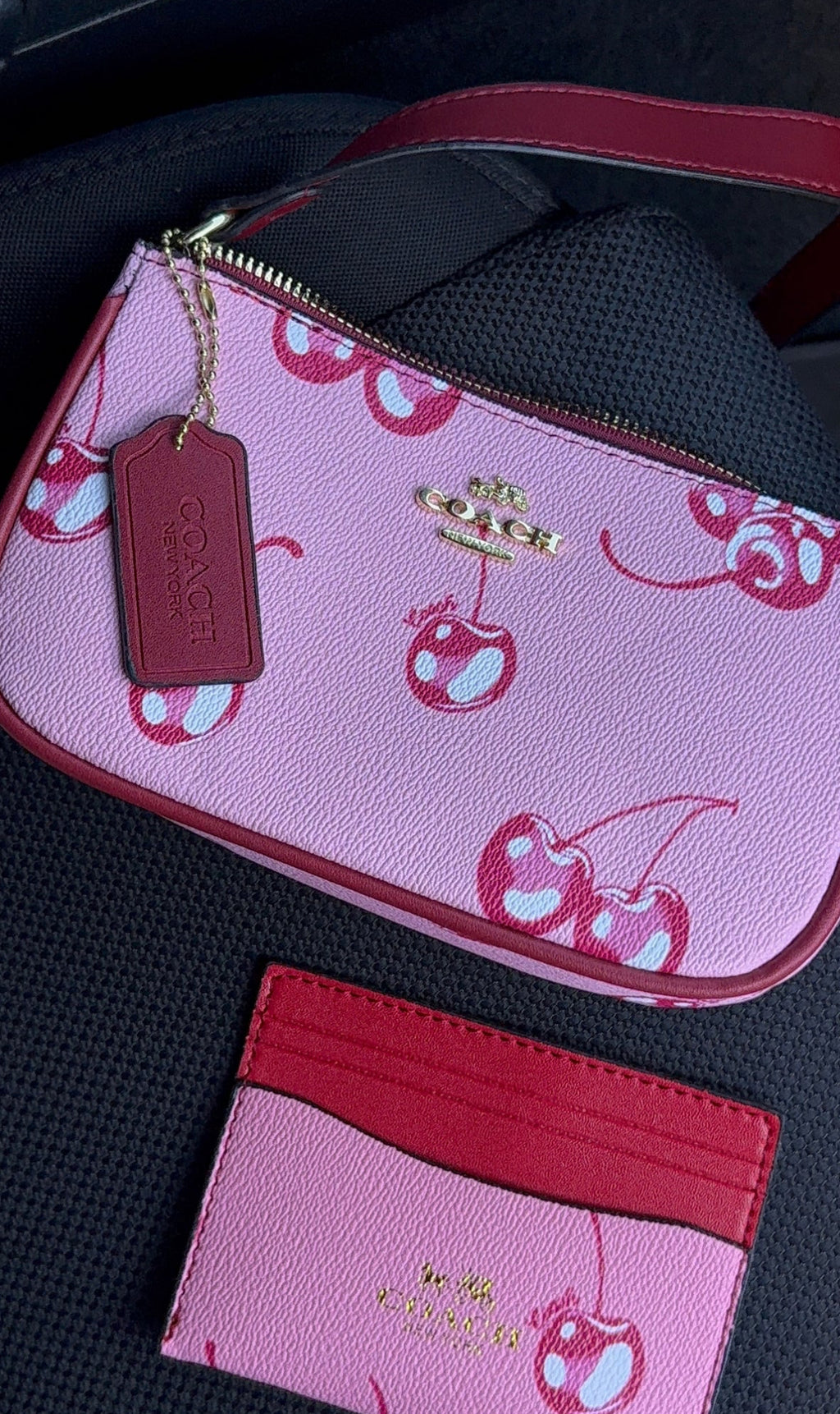 Cherry bag & card holder duo