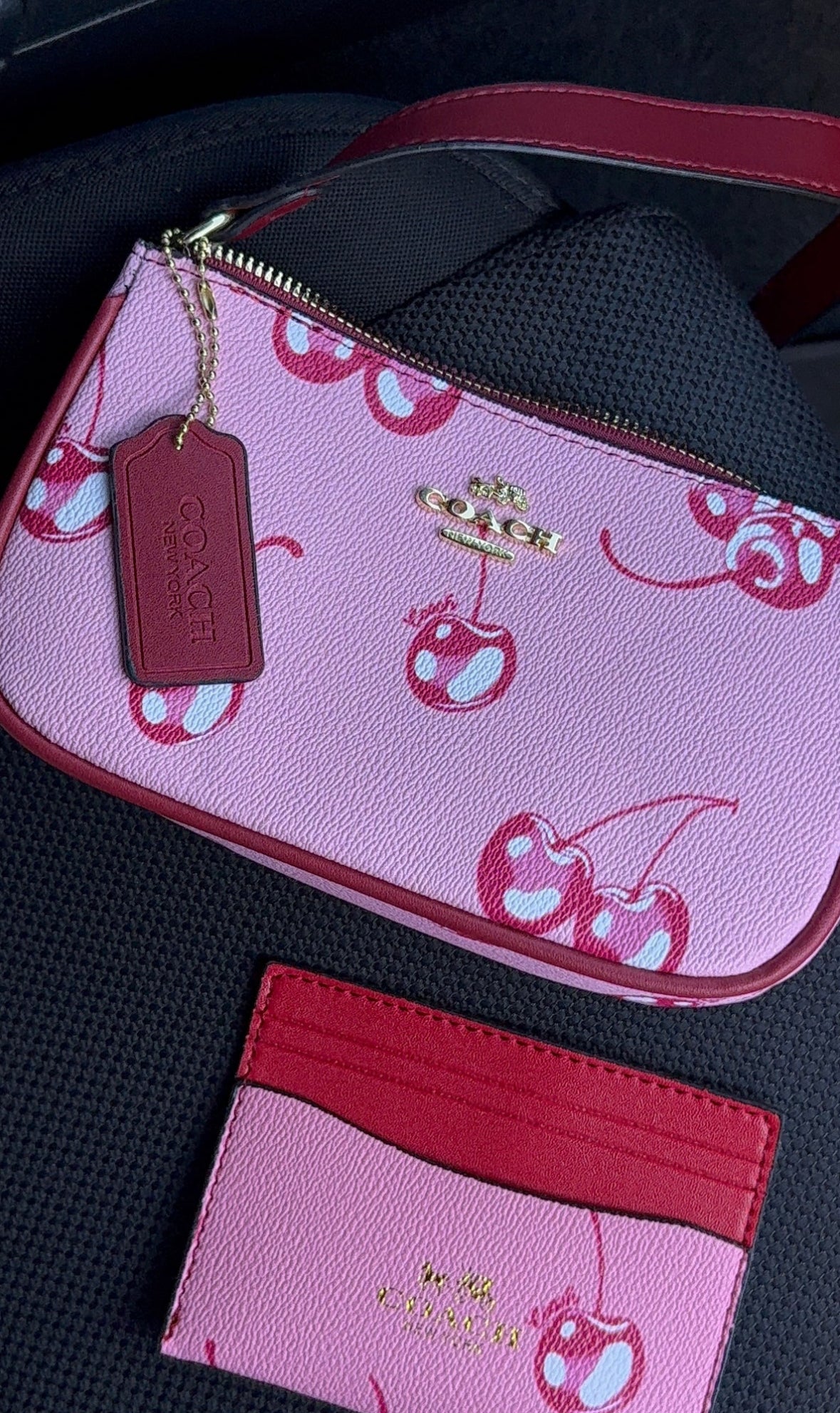 Cherry bag & card holder duo