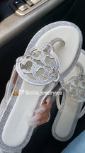 White sparkly TB sandals