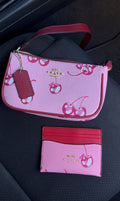 Cherry bag & card holder duo