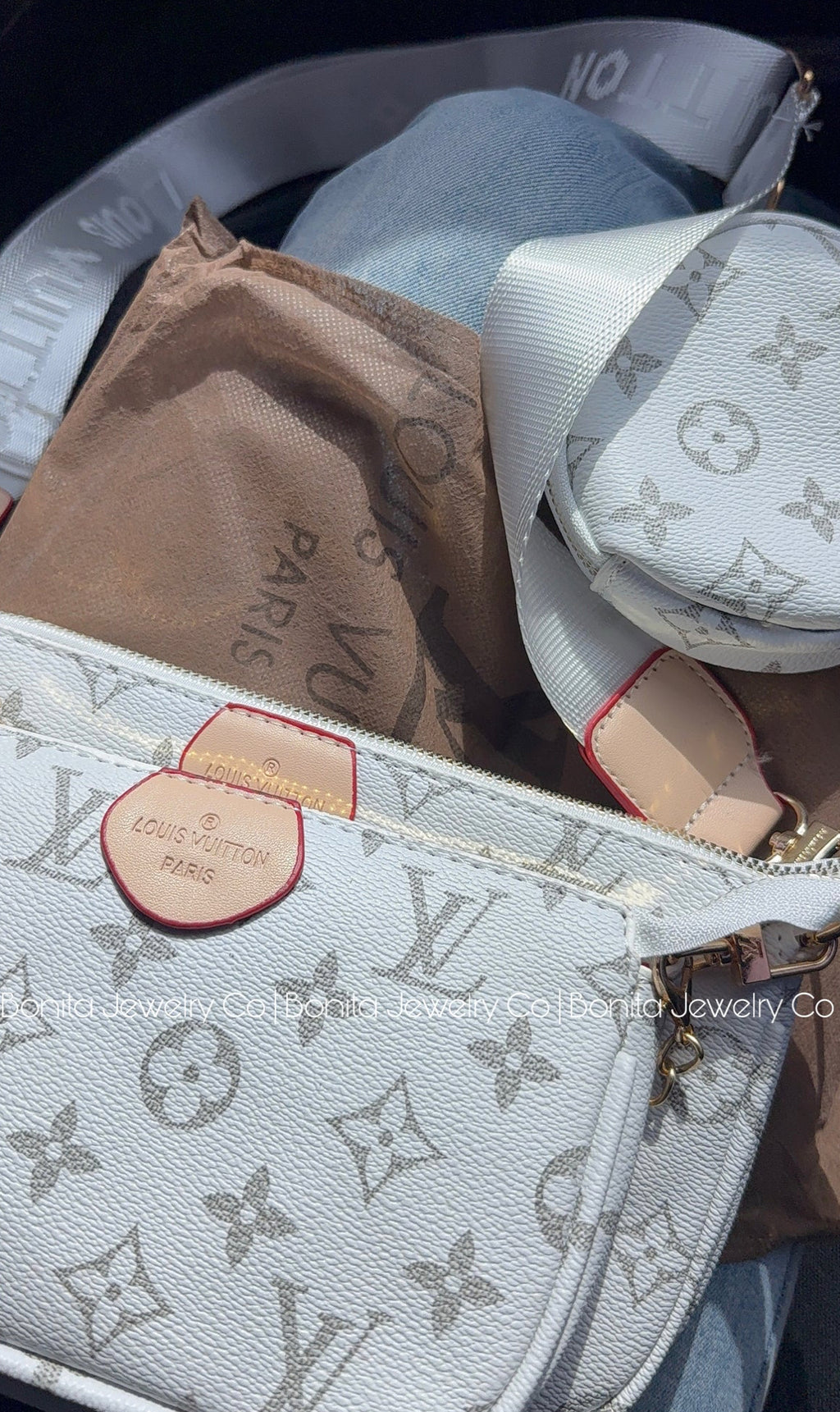 3pc cross body bag / white