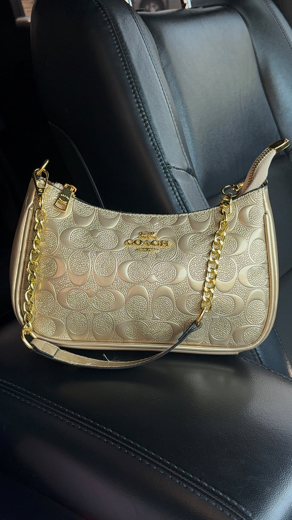 Gold purse with gold straps