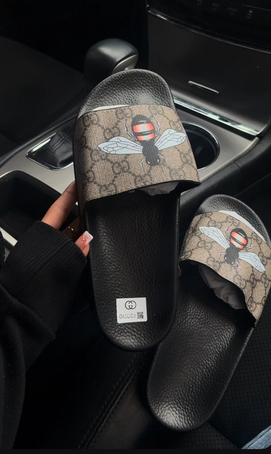 Unisex Brown fly monogram slides