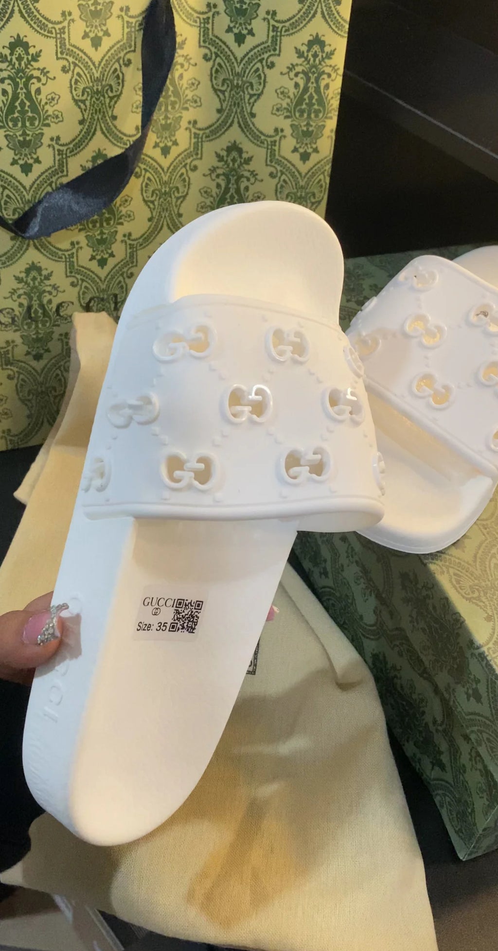 Unisex white slides