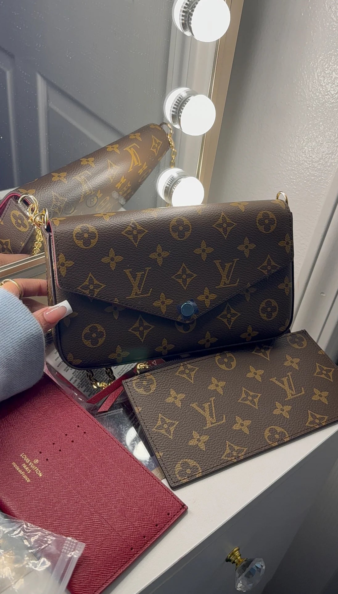 Red 3pc cross body bag