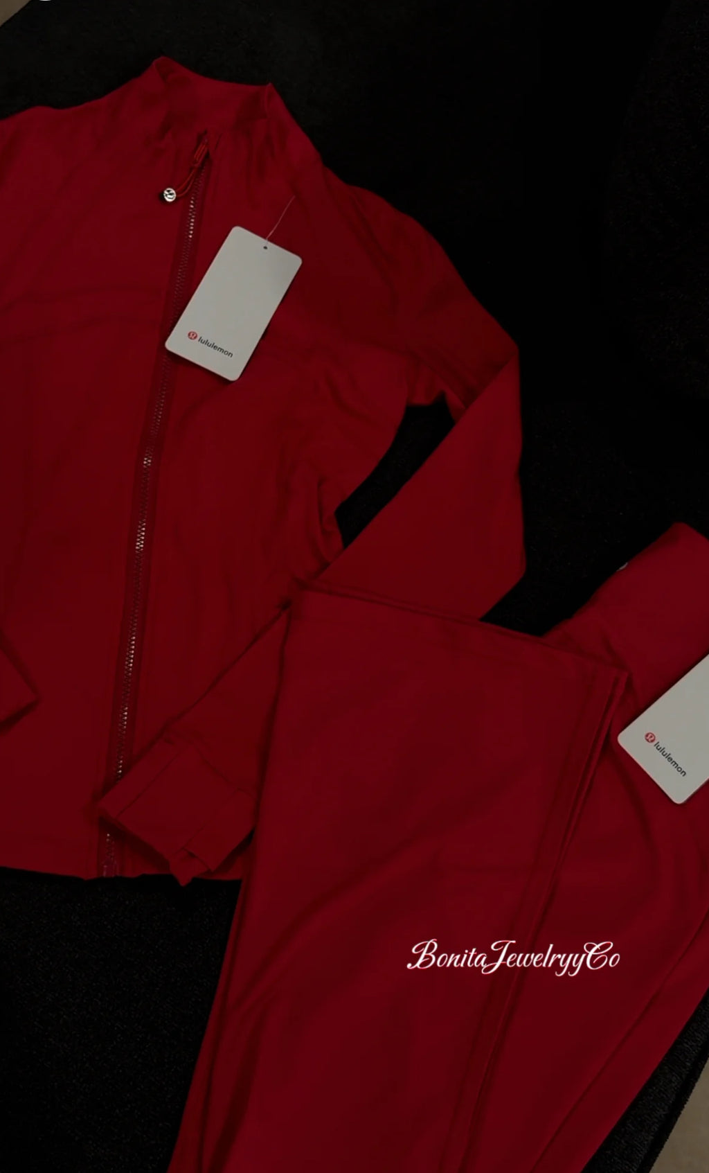 Reddish full length Lulu jacket with flared leggings set