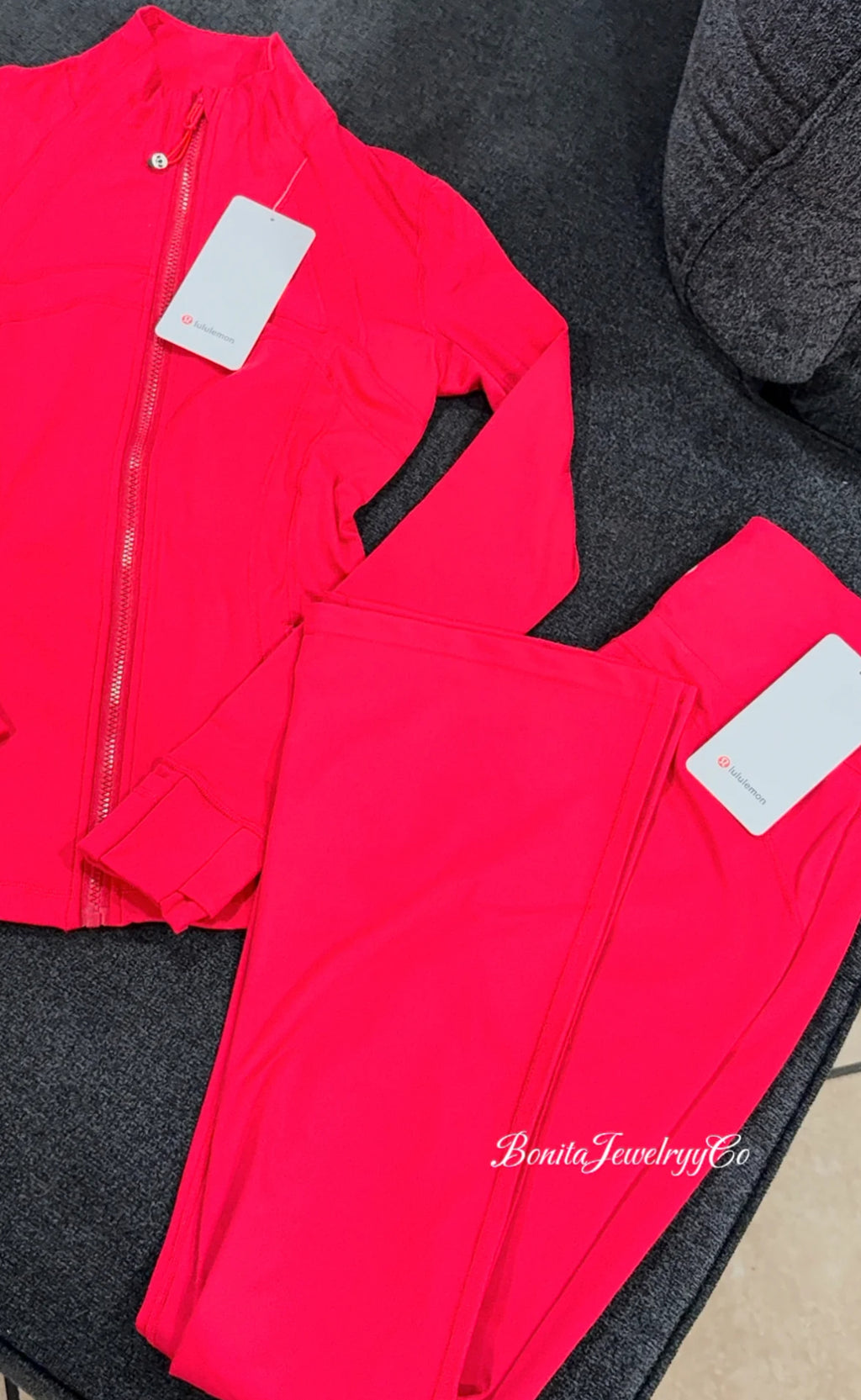 Reddish full length Lulu jacket with flared leggings set