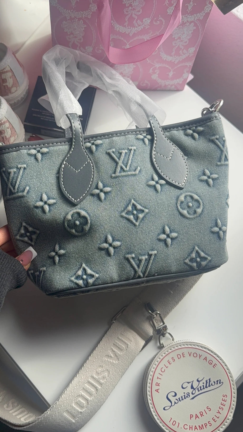 Jean blue cross body purse set