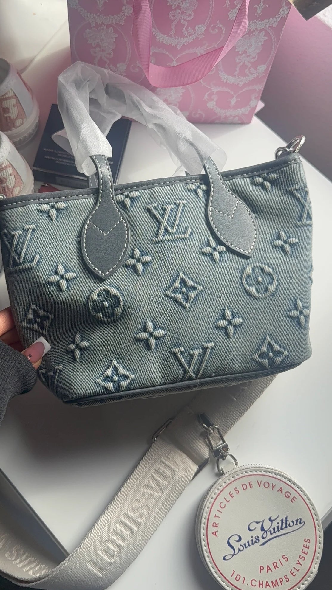 Jean blue cross body purse set
