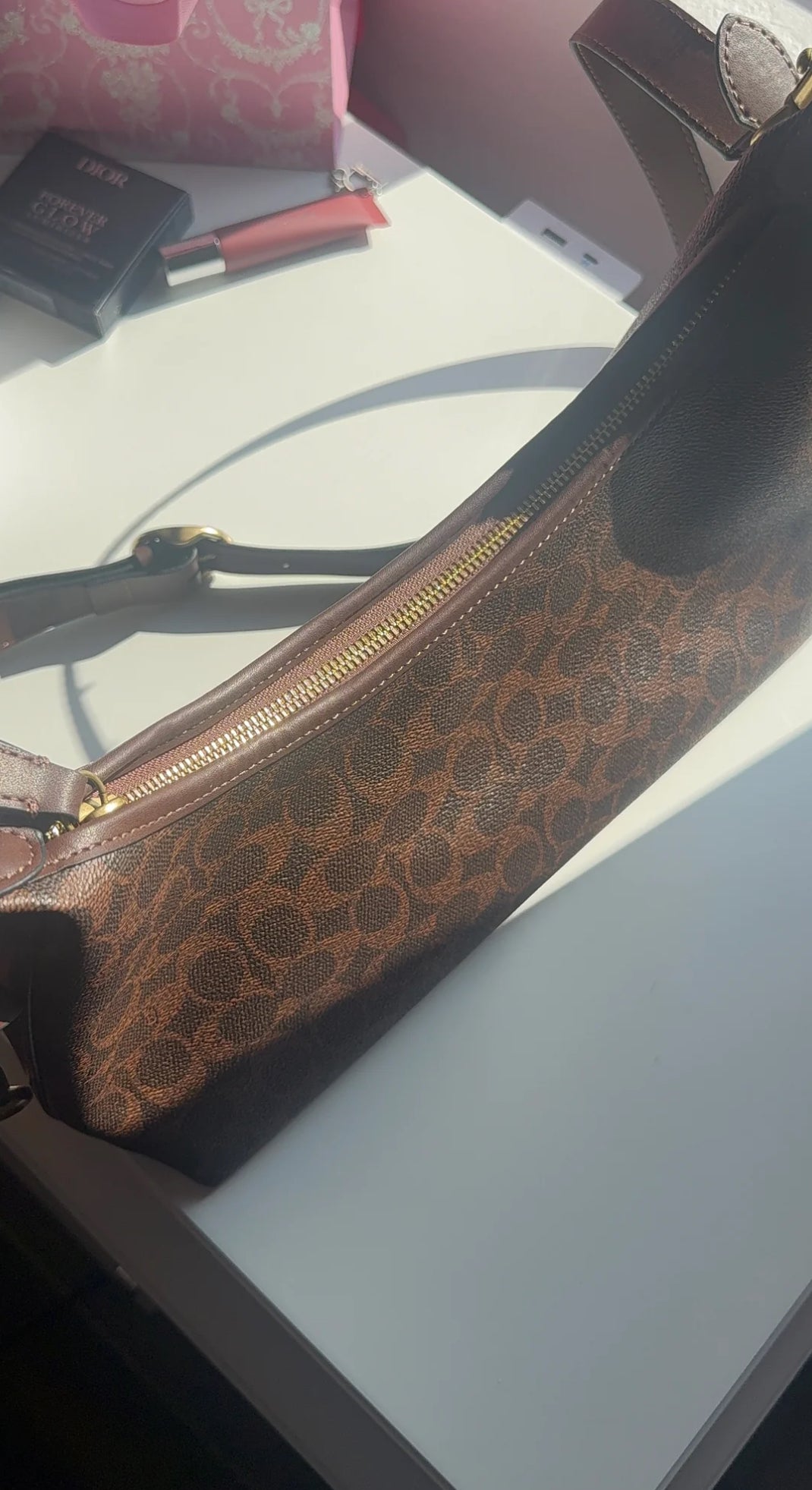 Brown print purse