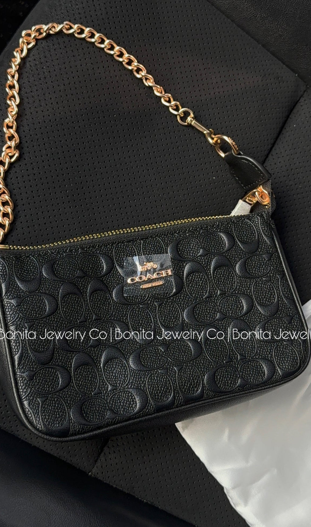 Black monogram purse - rose gold straps