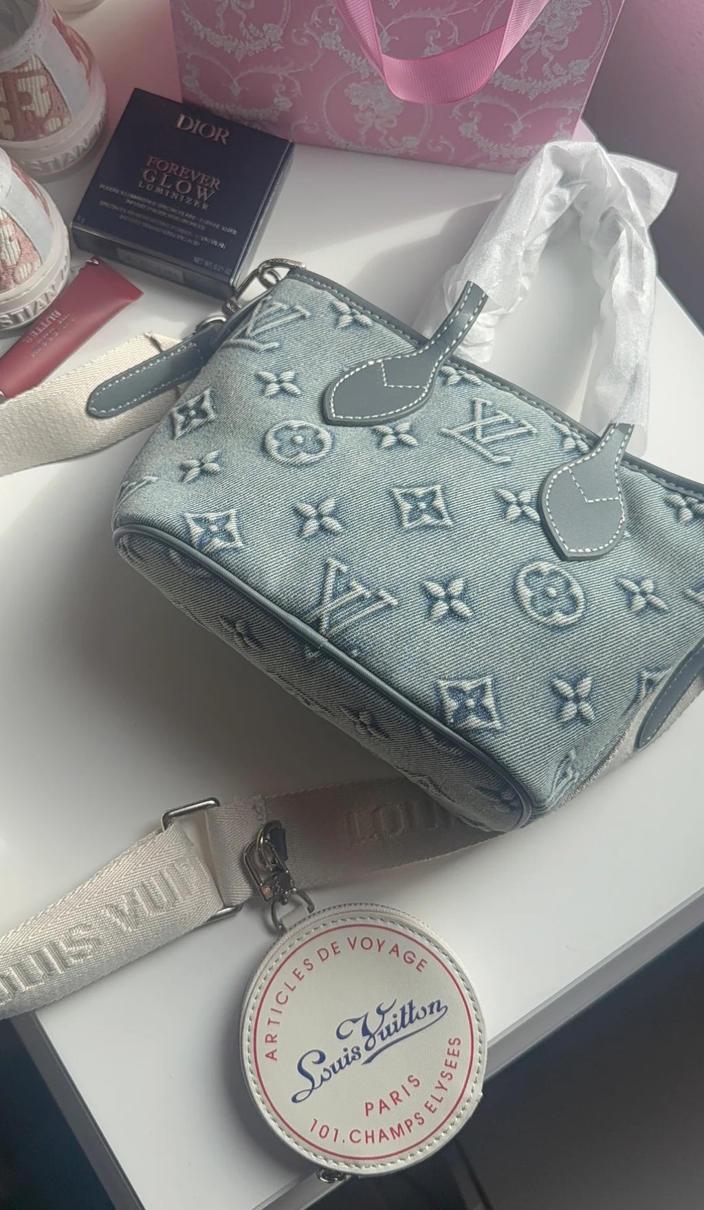 Jean blue cross body purse set