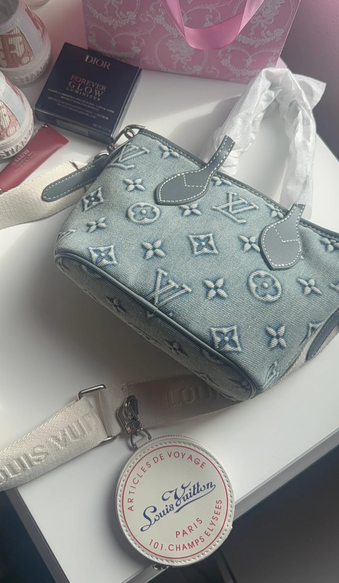 Jean blue cross body purse set