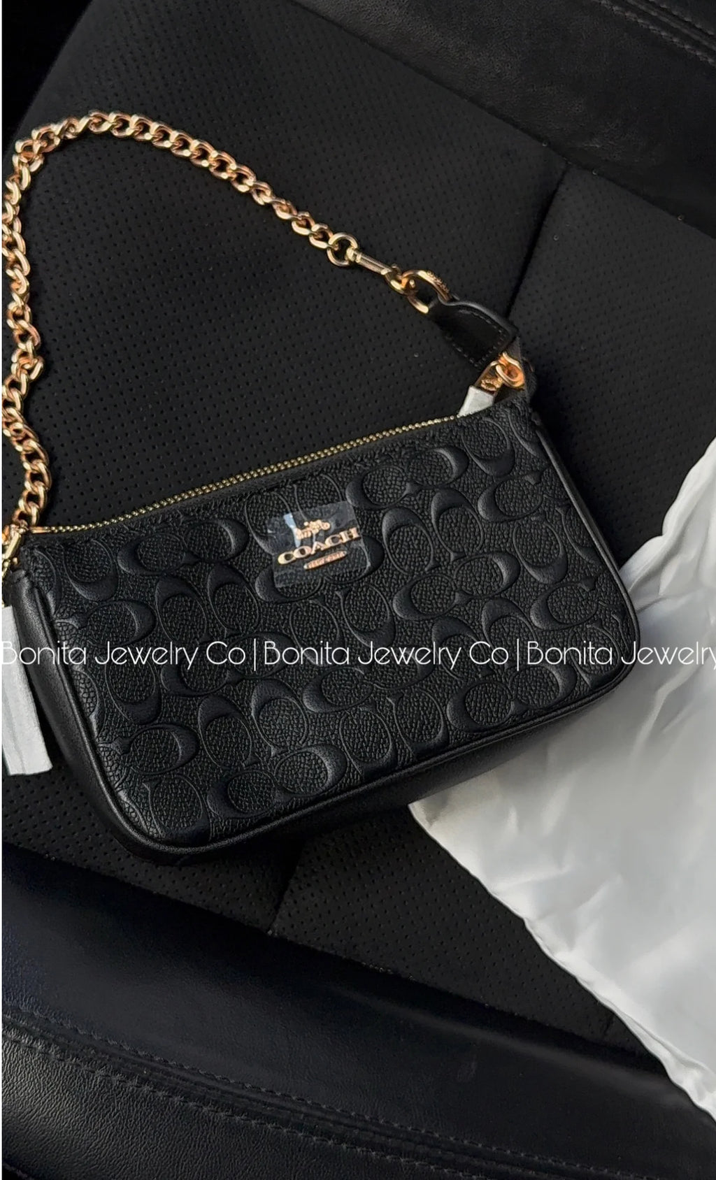 Black monogram purse - rose gold straps