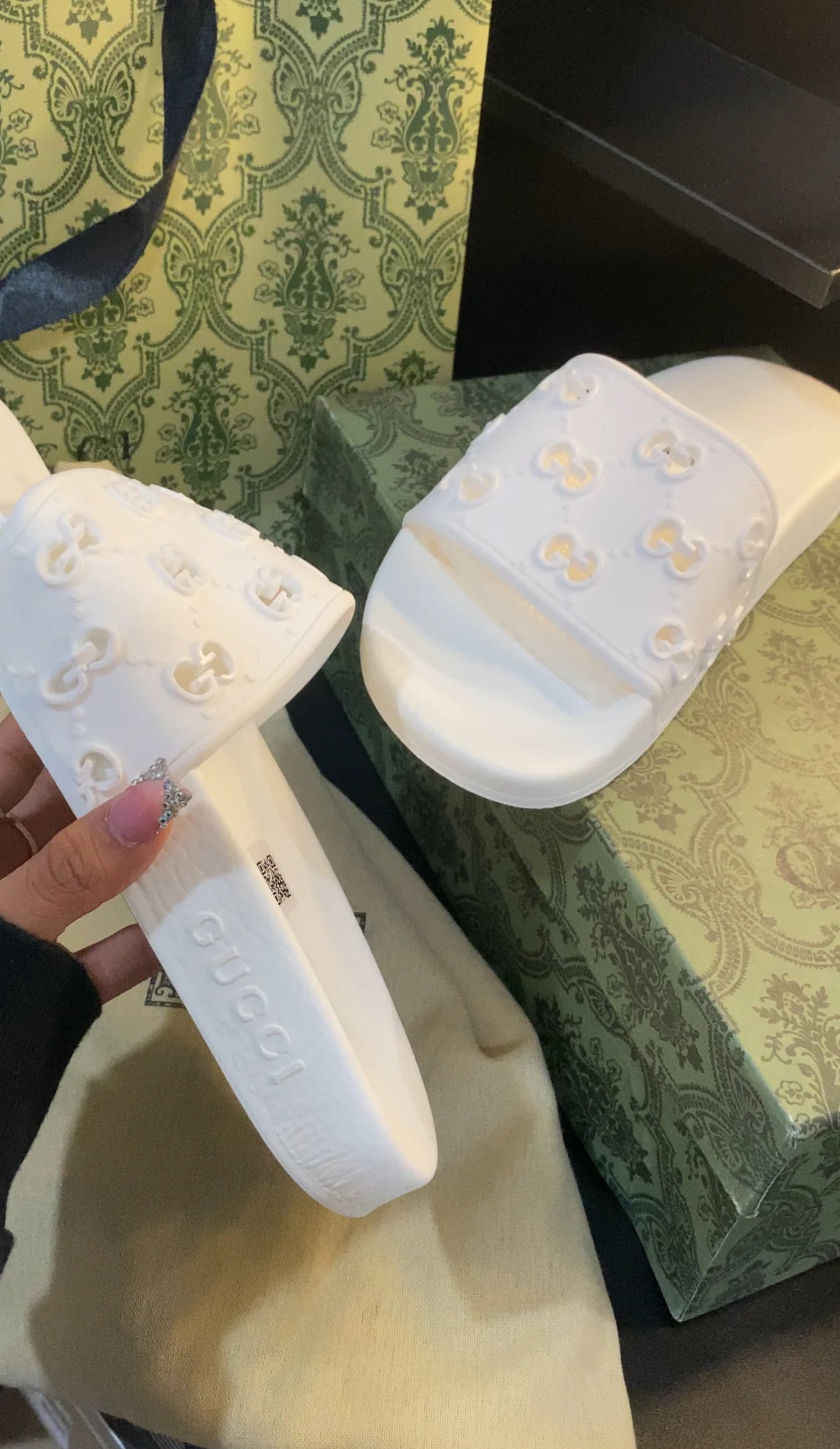 Unisex white slides