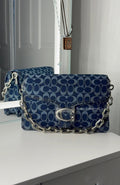 Blue Denim purse with silver wear