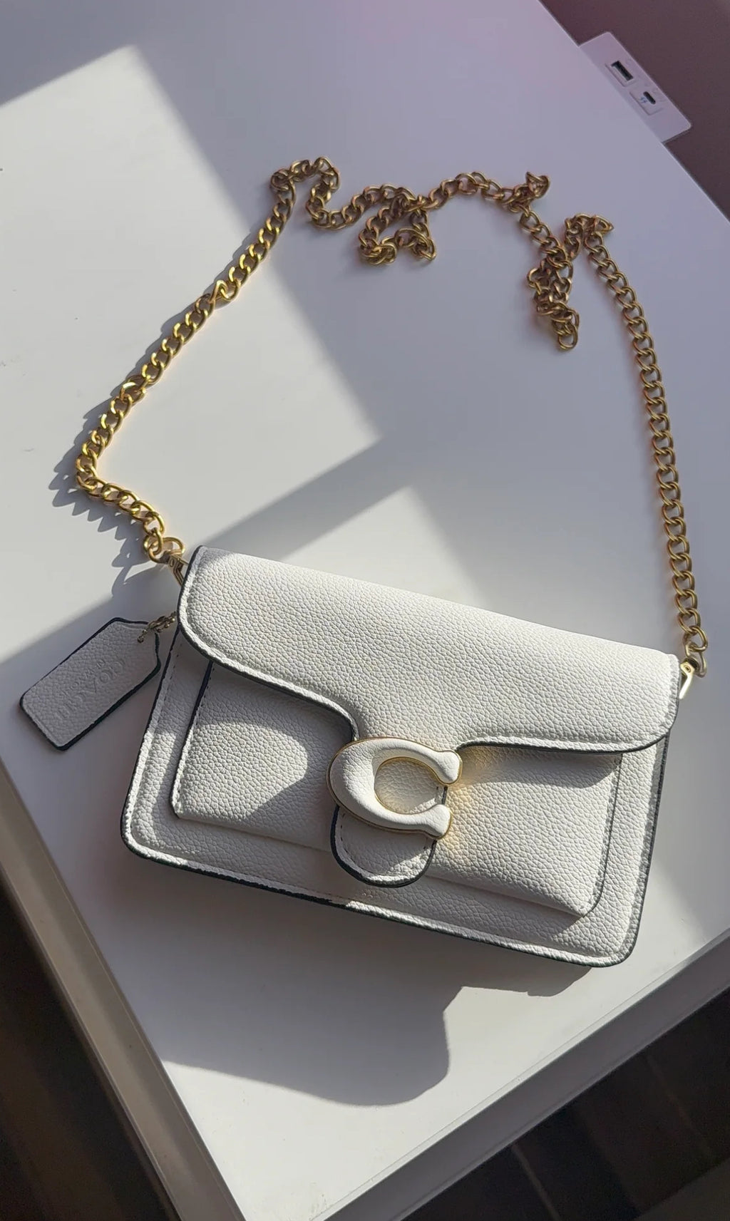 White mini cross body purse