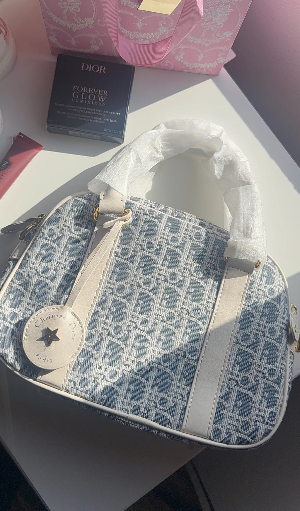 Blue monogram purse