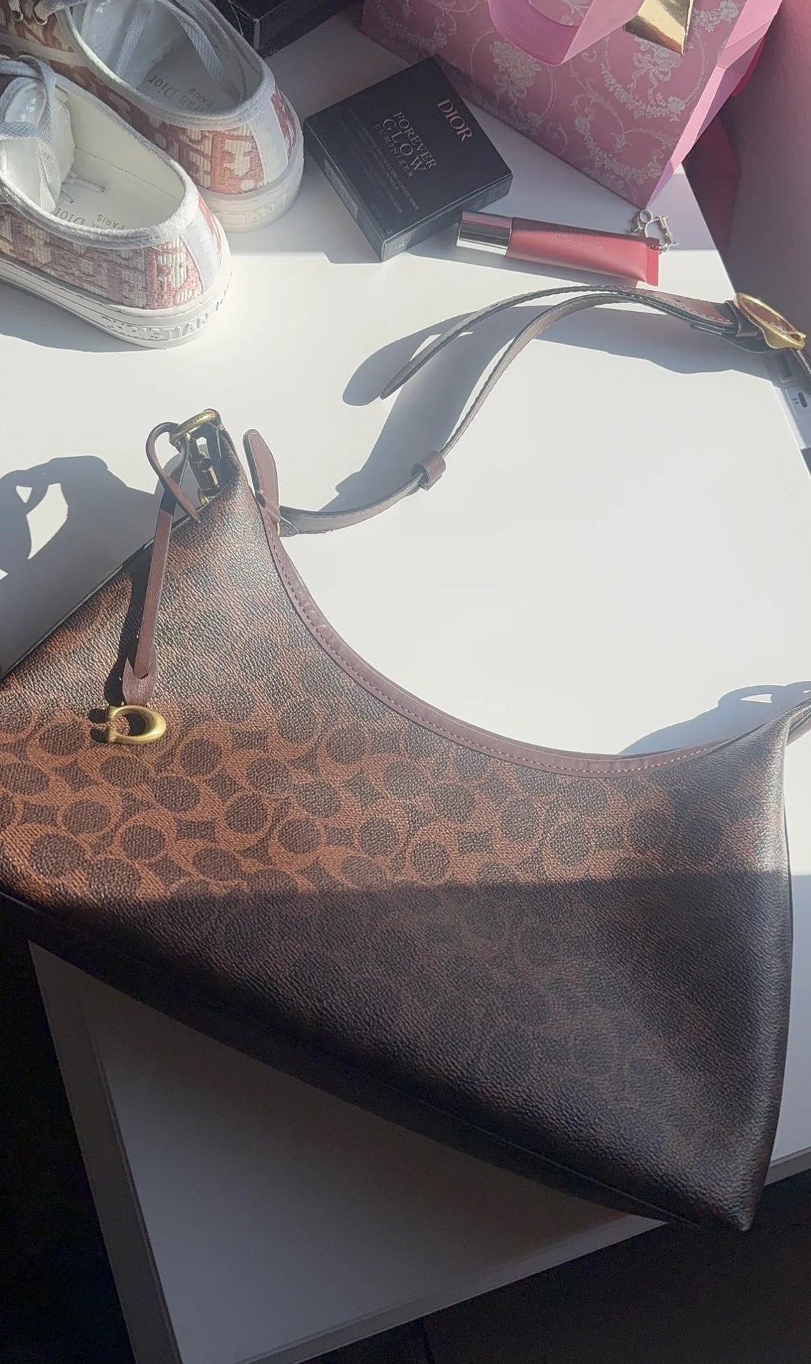Brown print purse