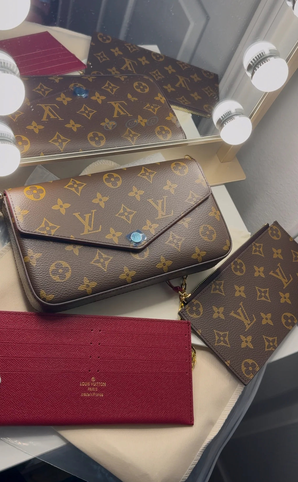 Red 3pc cross body bag