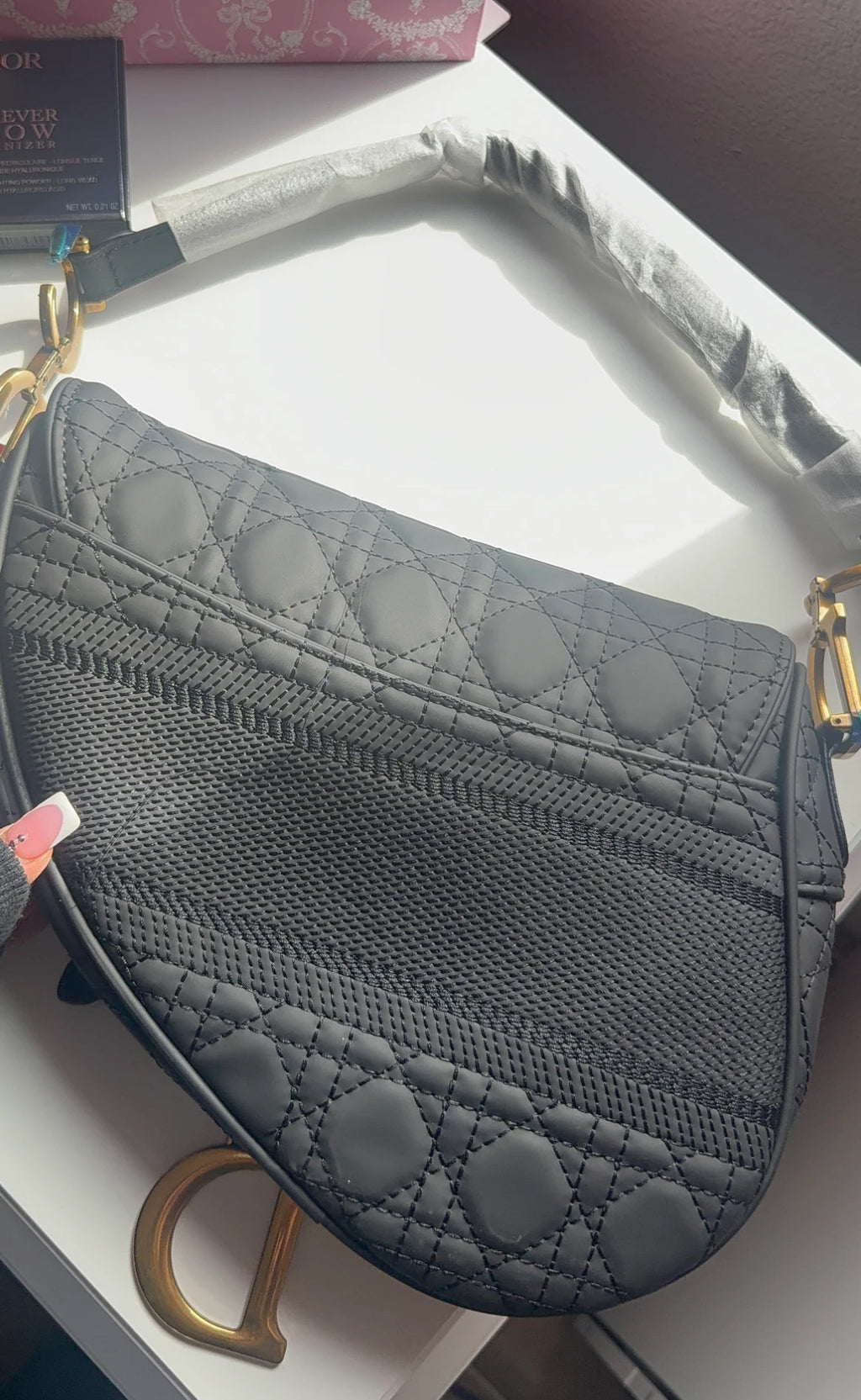 Vintage black saddle purse