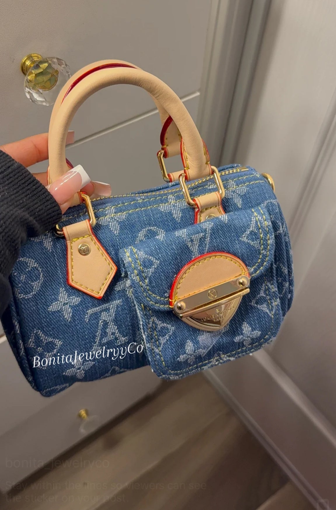 Blue monogram hand bag